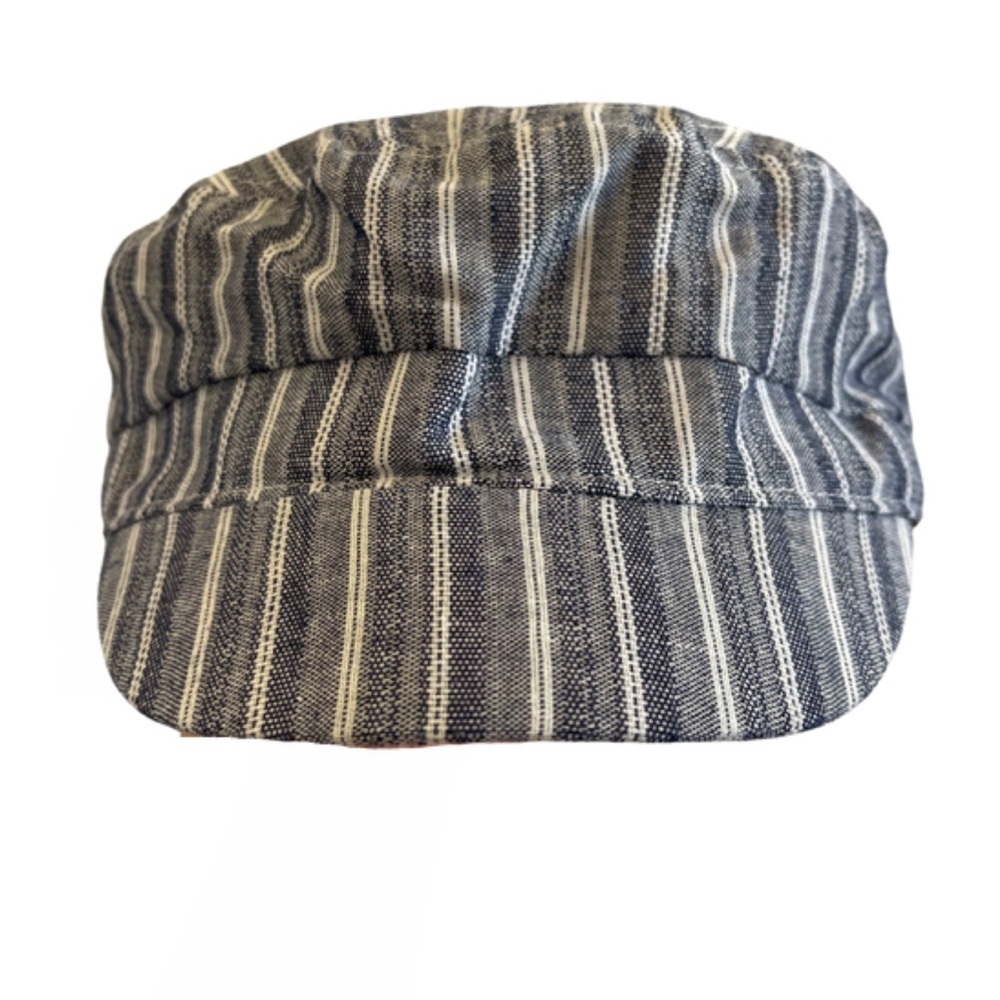 Women’s Blue & White Striped Newsboy Cap